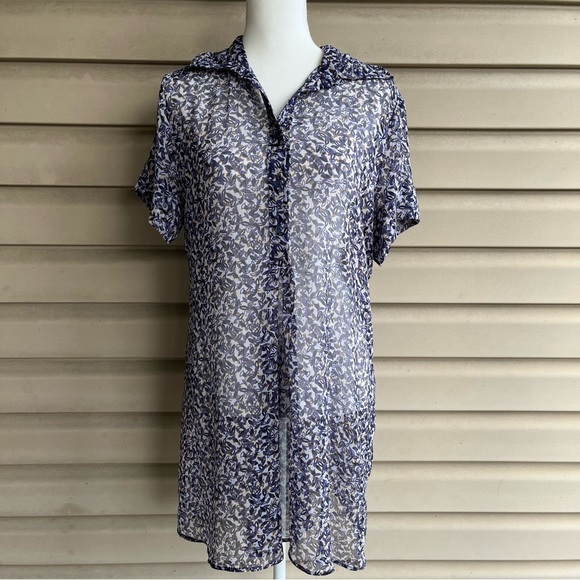 New York & Company Tops - •New York & Company• Sheer Collared Tunic - Size Large